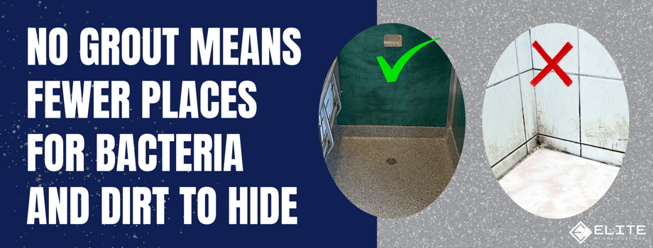 grout versus no grout comparison in bathroom