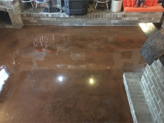 A metallic epoxy coating on a concrete basement floor in Waynesboro, Pennsylvania.