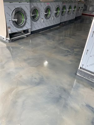 A metallic epoxy coating in a laundromat in Harrisburg, Pennsylvania.