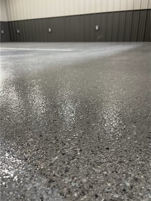 A close-up view of paint chip epoxy in a garage in St Thomas, Pennsylvania.