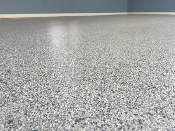A close-up of a paint chip epoxy floor in Chambersburg, Pennsylvania.