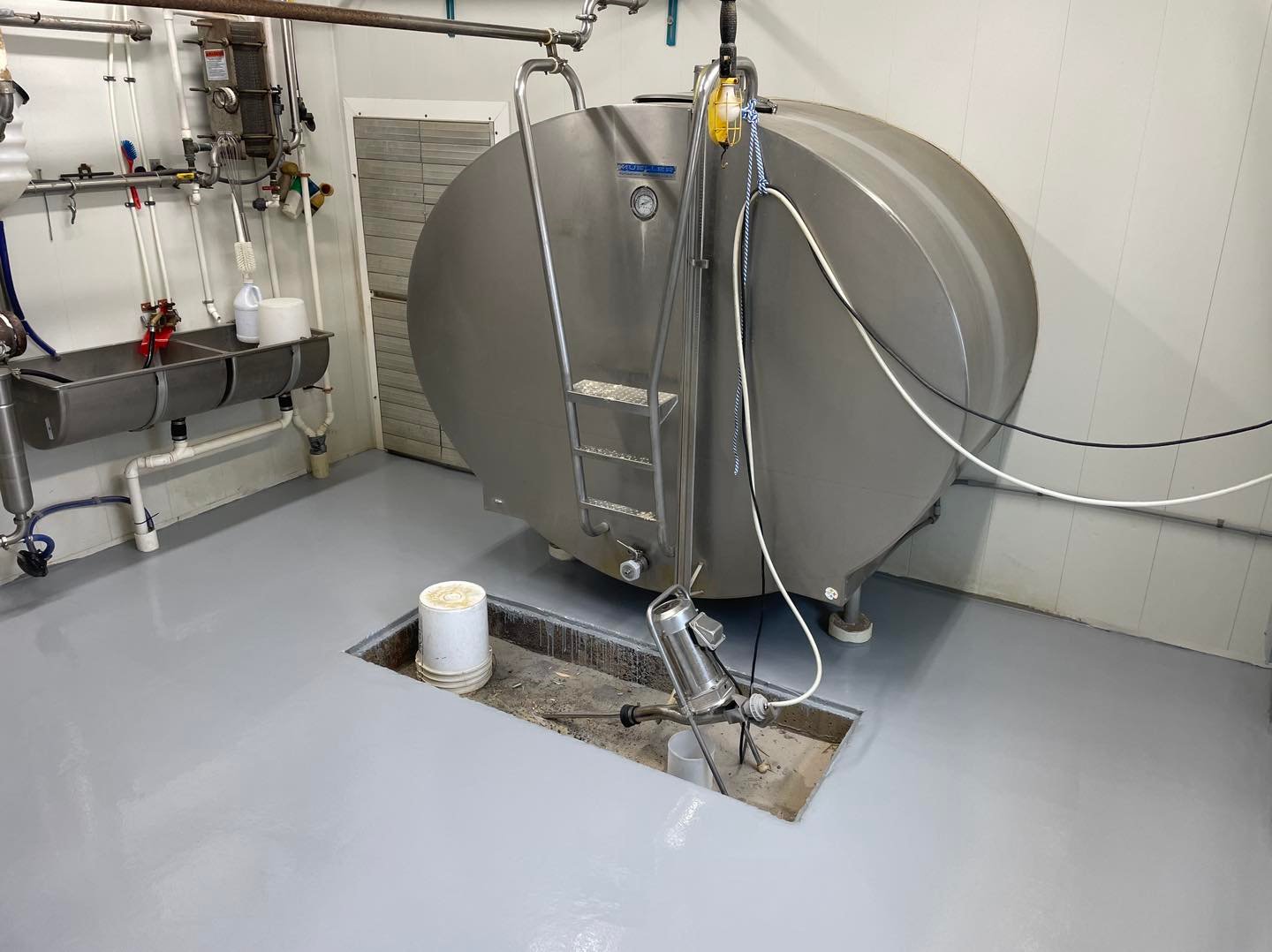 milkhouse floor after coating