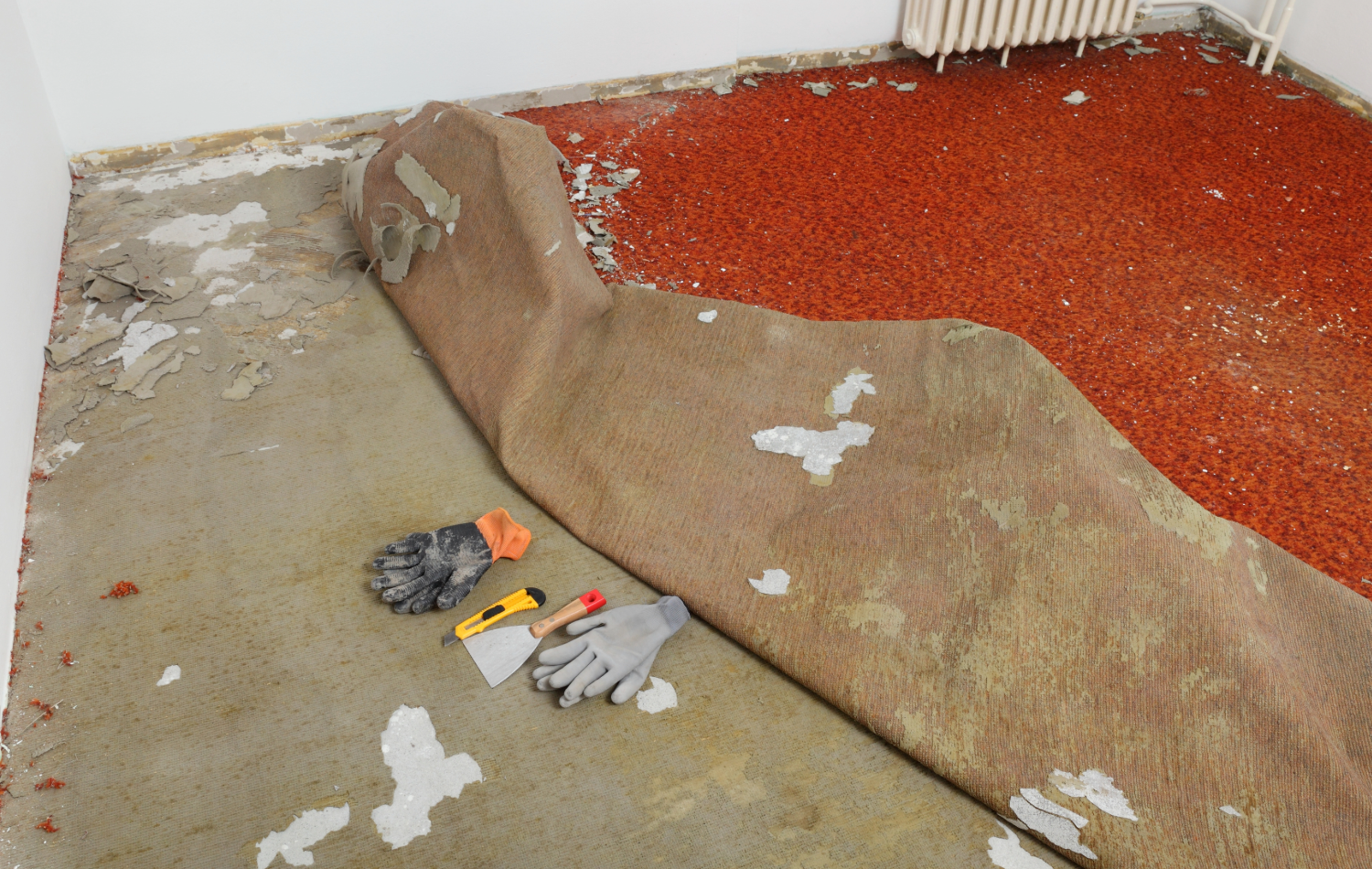 DIY carpet removal from concrete