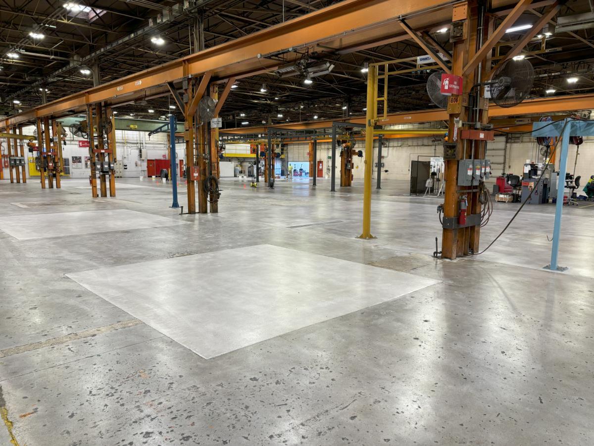 A finished grind & seal floor in an expansive warehouse floor in Greencastle, Pennsylvania.