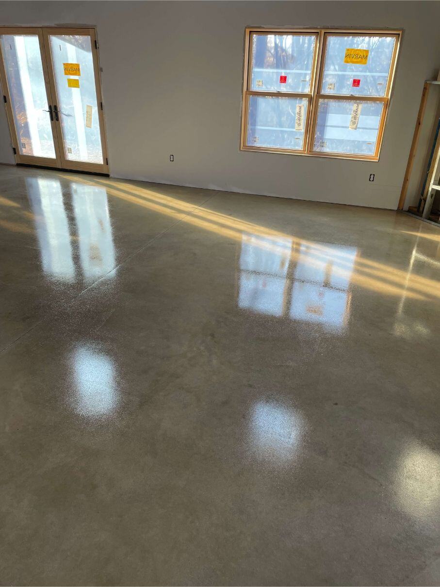 A barndominium in Chambersburg, Pennsylvania, with a grind & seal coating.