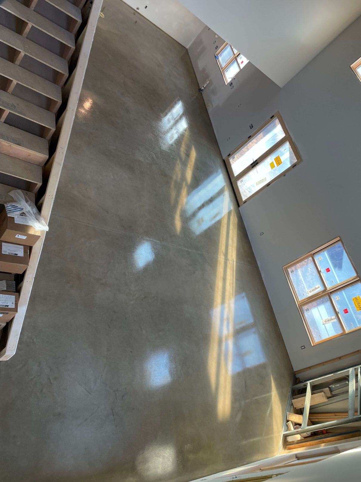 The floor of a barndominium sealed with grind & seal, in Chambersburg, Pennsylvania.