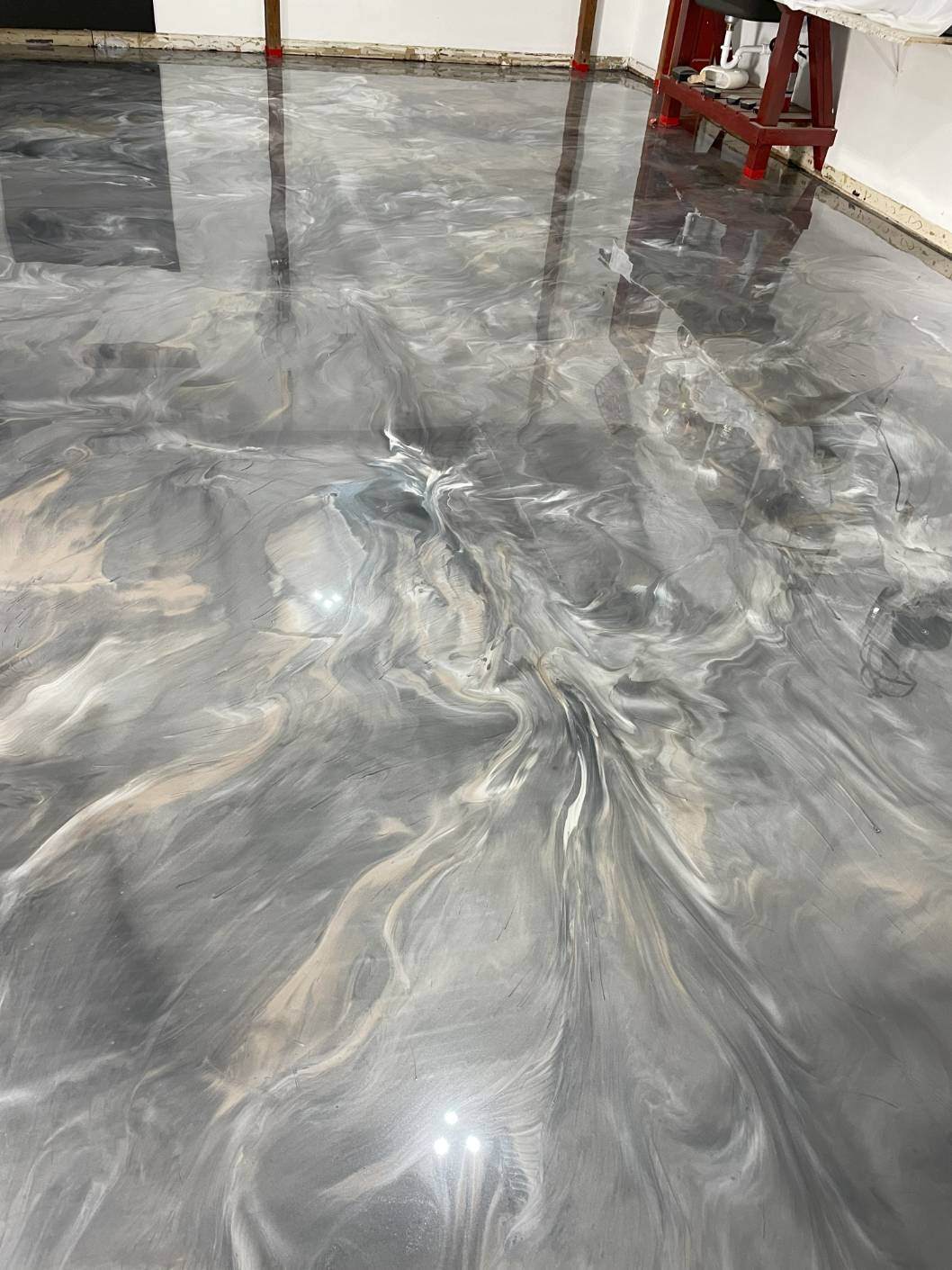 A metallic epoxy floor installed in Greencastle, PA.