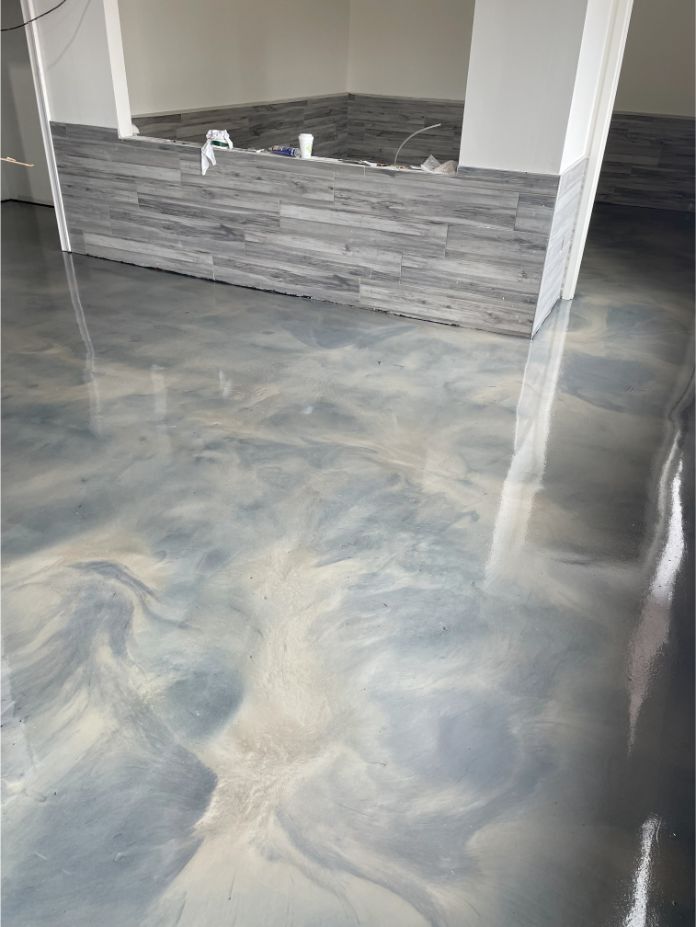 A close-up of a metallic epoxy floor in Harrisburg, PA.