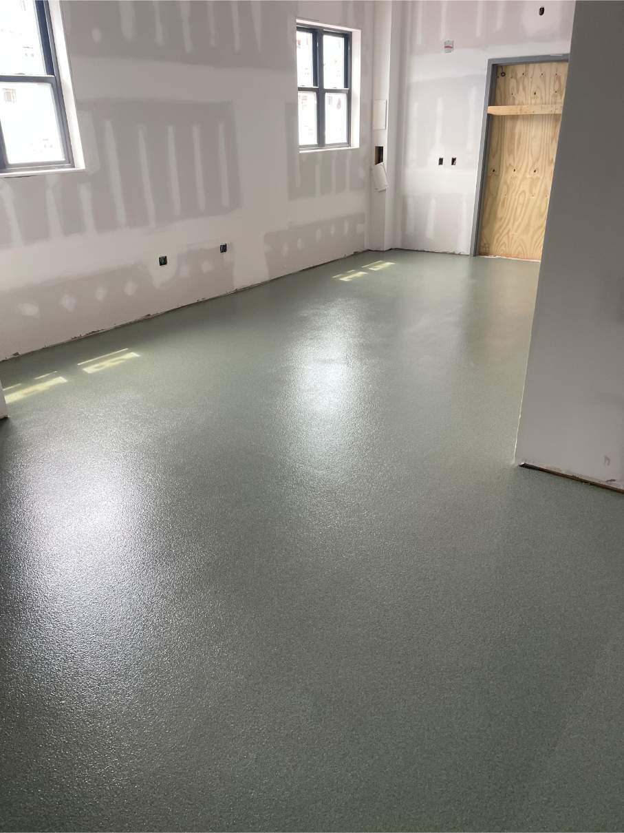 A green quartz epoxy floor in Gettysburg, Pennsylvania.