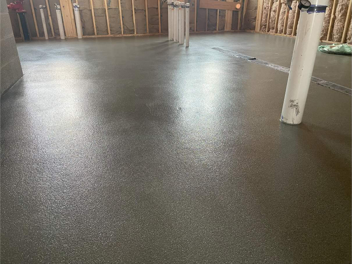A quartz epoxy floor installed in a new construction building in Gettysburg, PA.