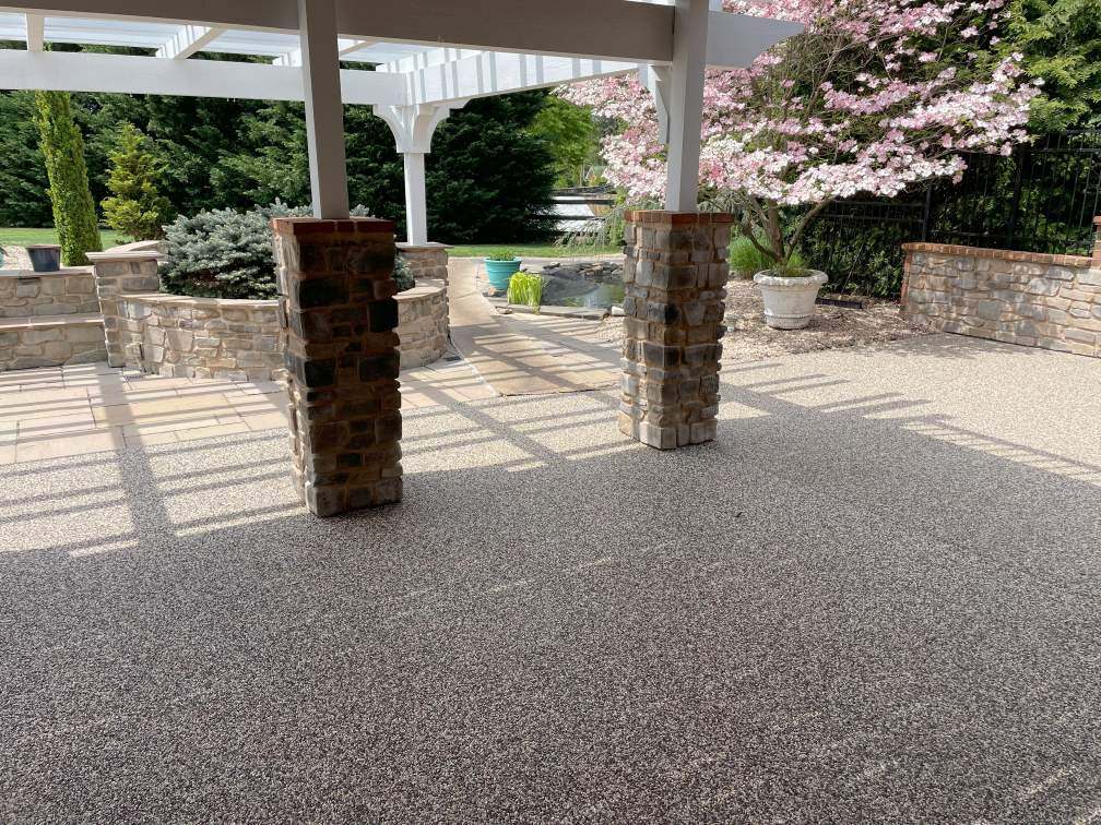 A river rock patio in Chambersburg, Pennsylvania.